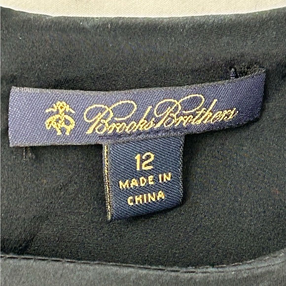 Brooks Brothers Charmeuse & Chiffon silk blouse 3/4 sleeves in Black size 12 - Picture 2 of 9